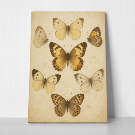 Πίνακας σε Καμβά VINTAGE DARK ACADEMIA BUTTERFLIES 3 - 