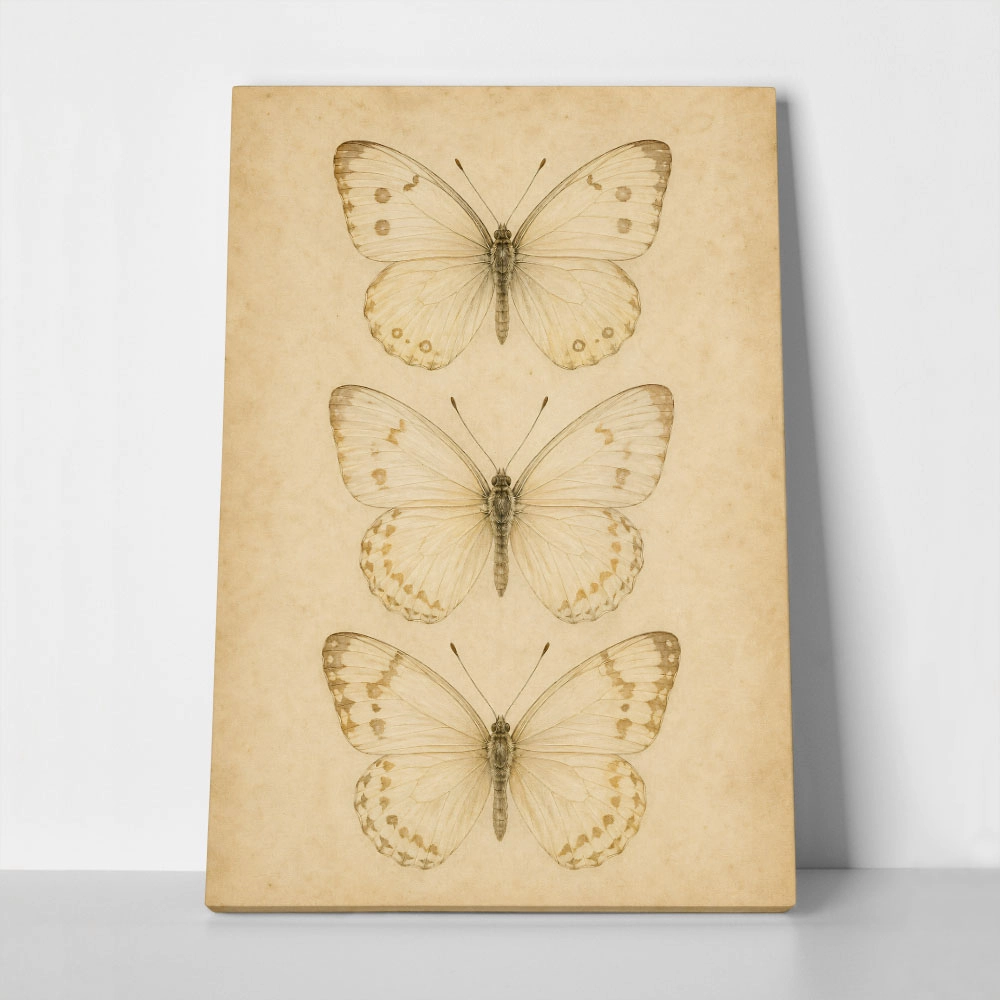 Πίνακας σε Καμβά VINTAGE DARK ACADEMIA BUTTERFLIES 4