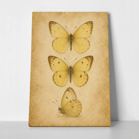 Πίνακας σε Καμβά VINTAGE DARK ACADEMIA BUTTERFLIES 5 - Vintage