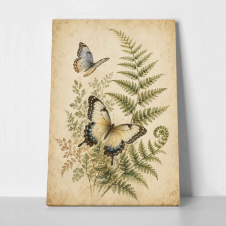 Πίνακας σε Καμβά VINTAGE DARK ACADEMIA BUTTERFLIES 6 - Vintage