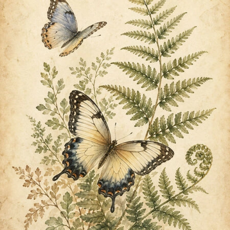 Πίνακας σε Καμβά VINTAGE DARK ACADEMIA BUTTERFLIES 6 - Vintage Sticky 5