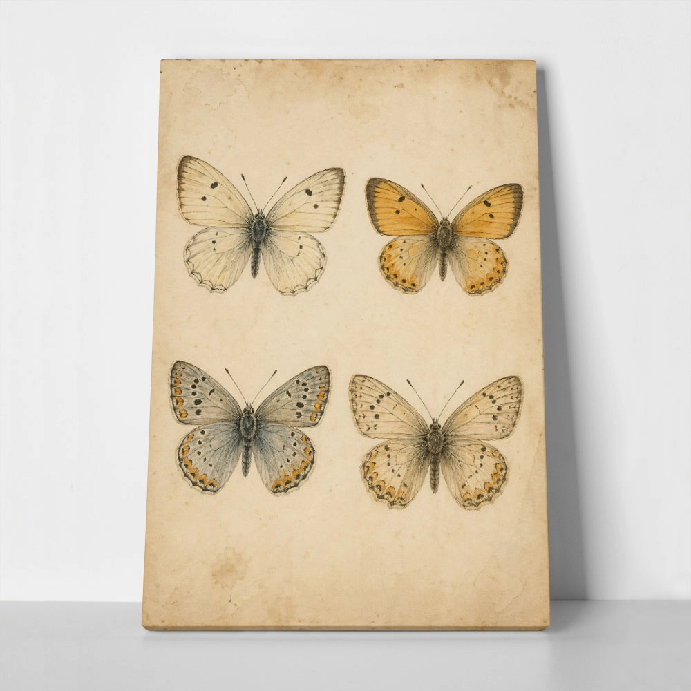 Πίνακας σε Καμβά VINTAGE DARK ACADEMIA BUTTERFLIES 7