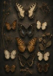 Πίνακας σε Καμβά VINTAGE DARK ACADEMIA BUTTERFLIES