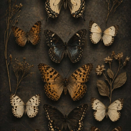 Πίνακας σε Καμβά VINTAGE DARK ACADEMIA BUTTERFLIES - Vintage Sticky 5