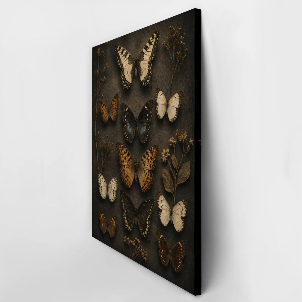 Πίνακας σε Καμβά VINTAGE DARK ACADEMIA BUTTERFLIES