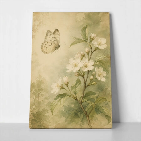 Πίνακας σε Καμβά VINTAGE DARK ACADEMIA BUTTERFLY 5 - Vintage