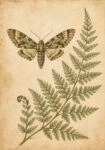 Πίνακας σε Καμβά VINTAGE DARK ACADEMIA BUTTERFLY AND FERN