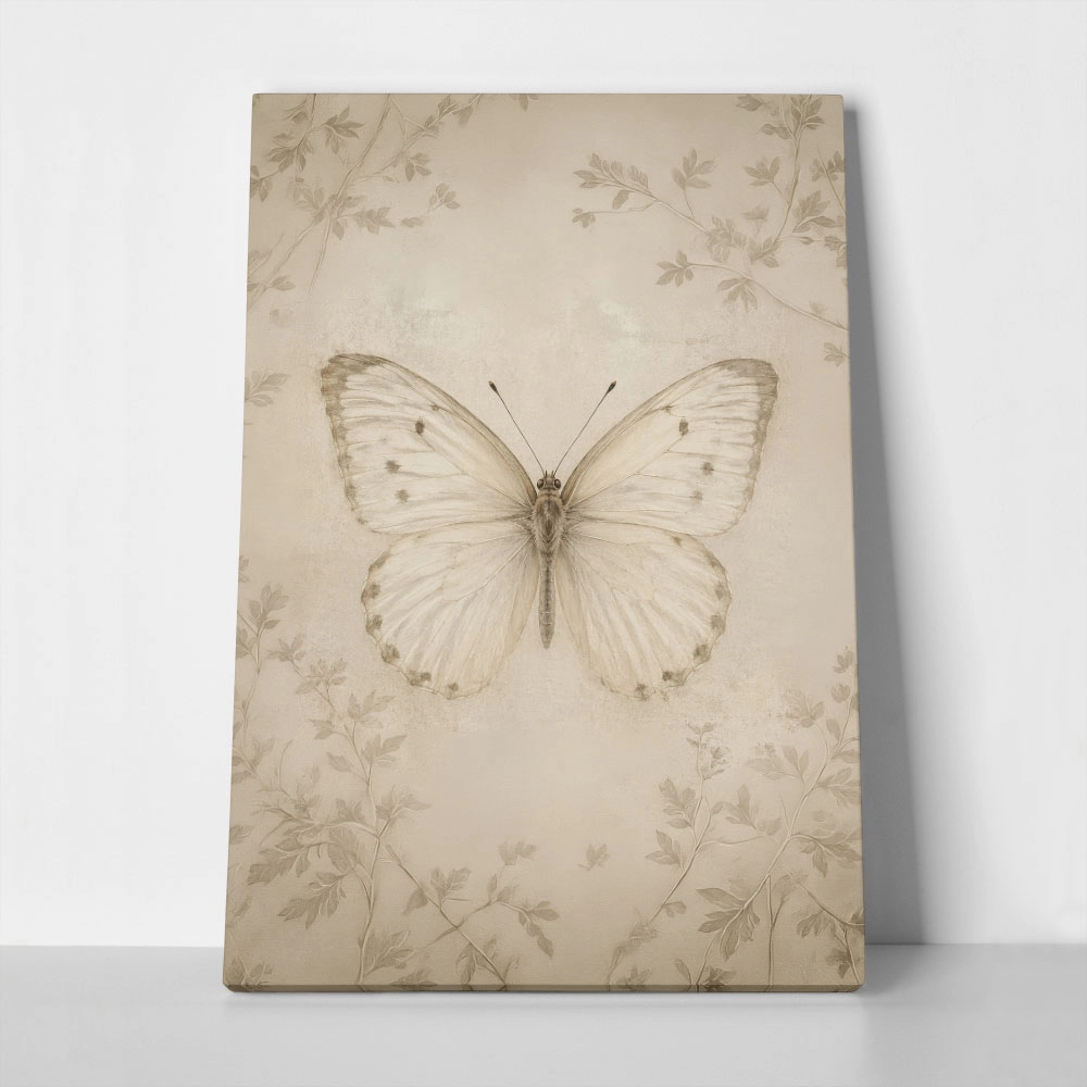 Πίνακας σε Καμβά VINTAGE DARK ACADEMIA BUTTERFLY
