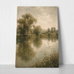 Πίνακας σε Καμβά VINTAGE DARK ACADEMIA BY THE RIVER 2
