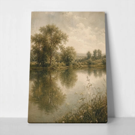 Πίνακας σε Καμβά VINTAGE DARK ACADEMIA BY THE RIVER 2 - Vintage