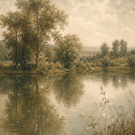 Πίνακας σε Καμβά VINTAGE DARK ACADEMIA BY THE RIVER 2 - Vintage Sticky 5