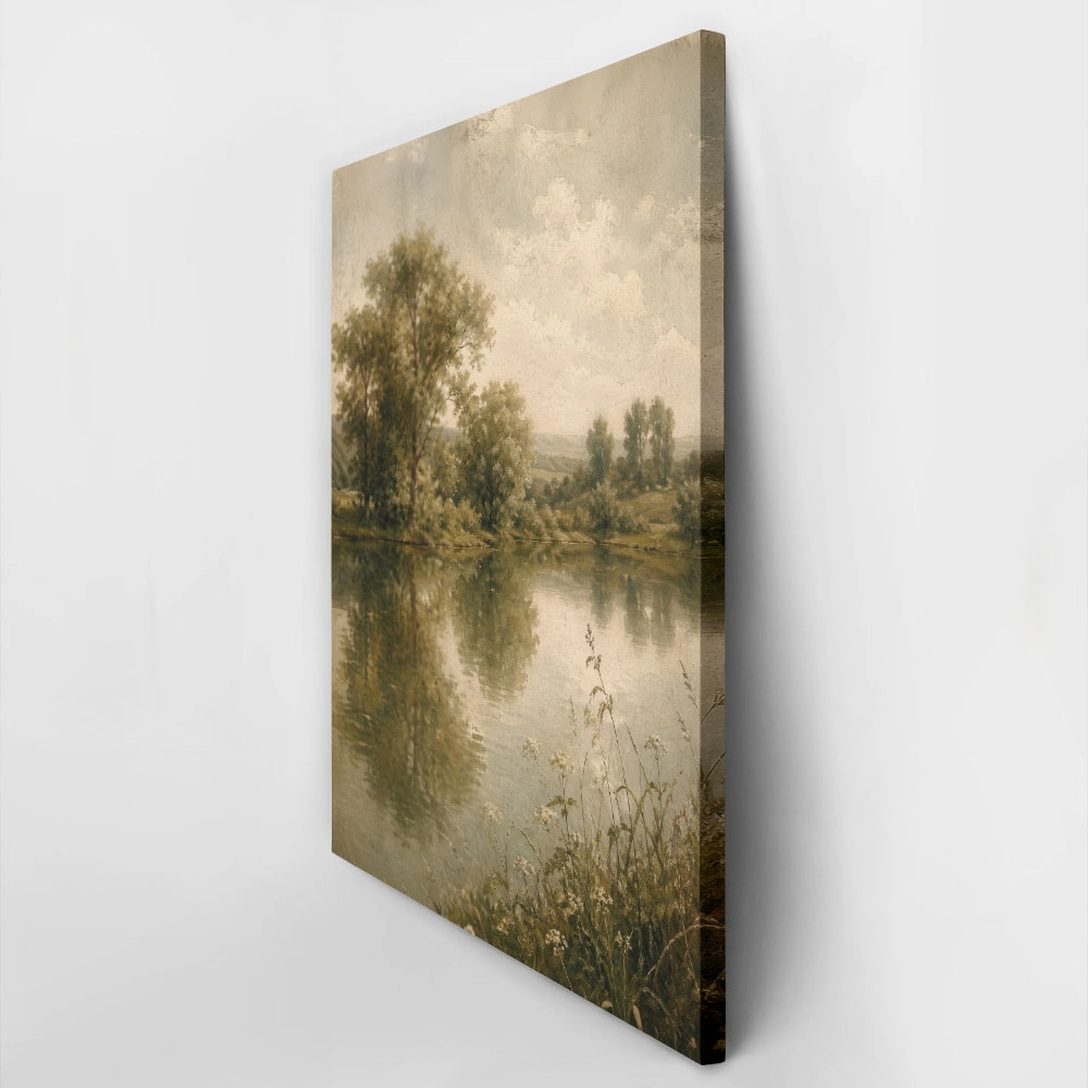 Πίνακας σε Καμβά VINTAGE DARK ACADEMIA BY THE RIVER 2