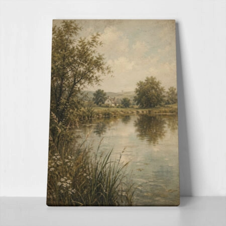 Πίνακας σε Καμβά VINTAGE DARK ACADEMIA BY THE RIVER 3 - Vintage