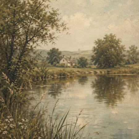 Πίνακας σε Καμβά VINTAGE DARK ACADEMIA BY THE RIVER 3 - Vintage Sticky 5