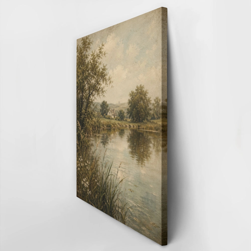 Πίνακας σε Καμβά VINTAGE DARK ACADEMIA BY THE RIVER 3