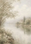 Πίνακας σε Καμβά VINTAGE DARK ACADEMIA BY THE RIVER