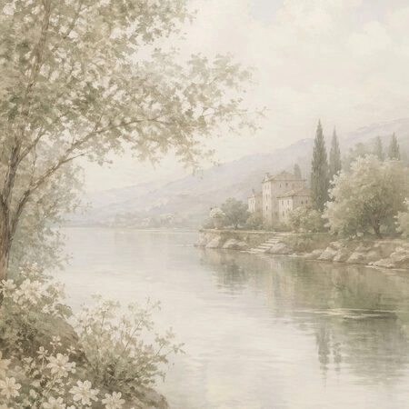 Πίνακας σε Καμβά VINTAGE DARK ACADEMIA BY THE RIVER - Vintage Sticky 5
