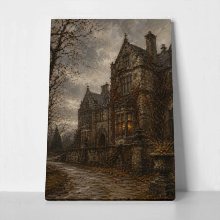 Πίνακας σε Καμβά VINTAGE DARK ACADEMIA CASTLE - 