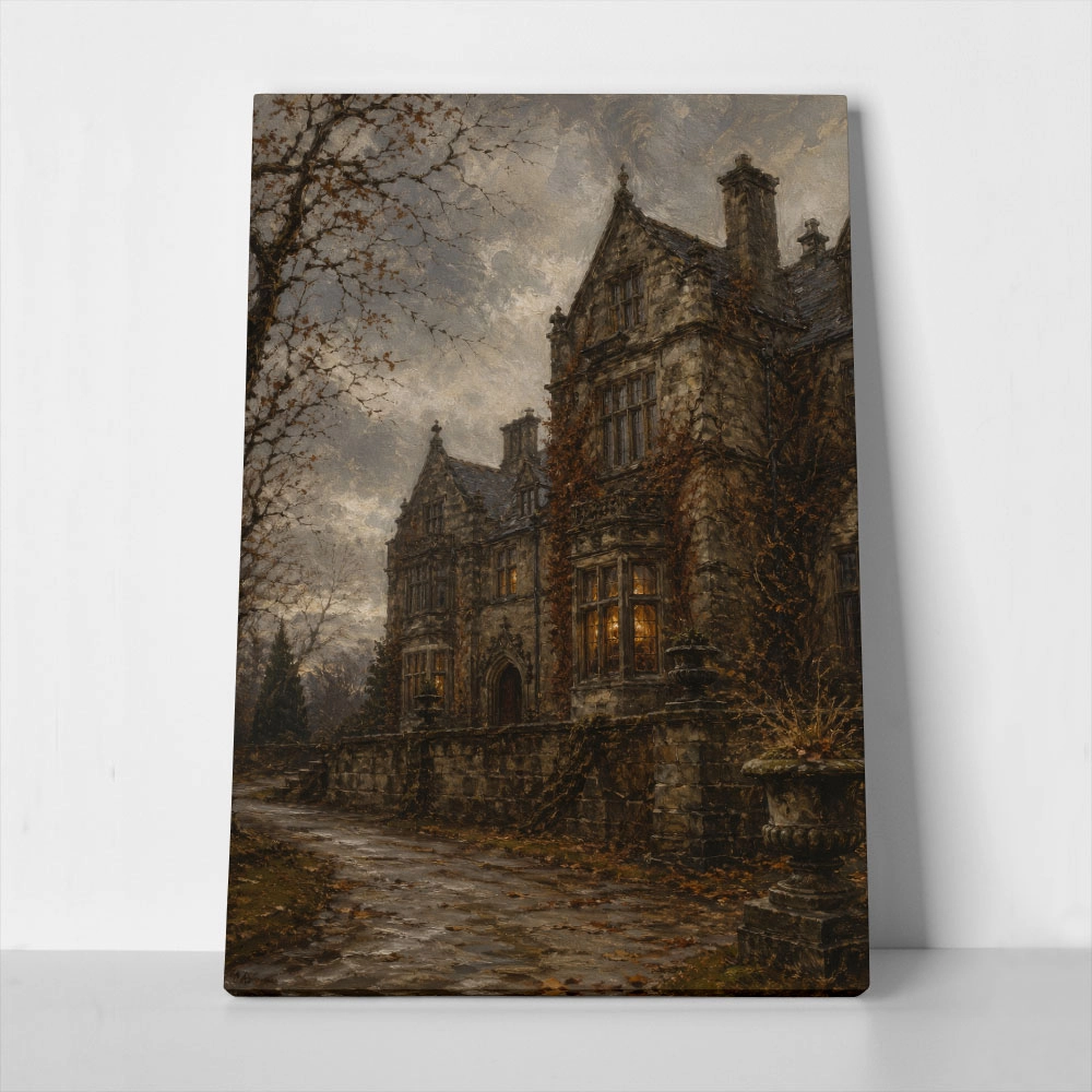 Πίνακας σε Καμβά VINTAGE DARK ACADEMIA CASTLE