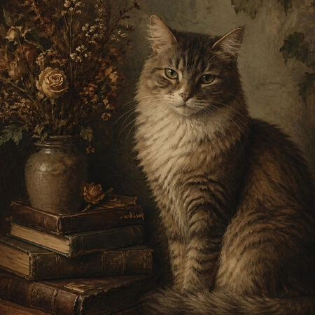 Πίνακας σε Καμβά VINTAGE DARK ACADEMIA CAT 2 - Vintage Sticky 5