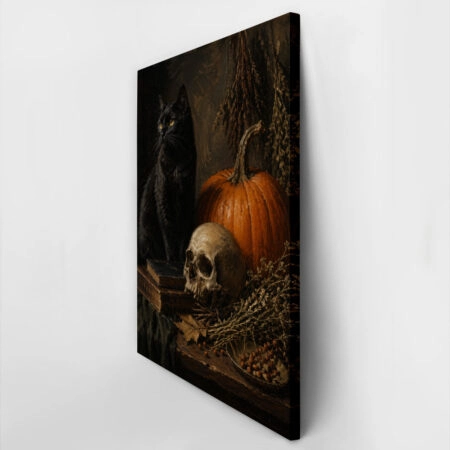 Πίνακας σε Καμβά VINTAGE DARK ACADEMIA CAT AND SKULL -  Sticky 2