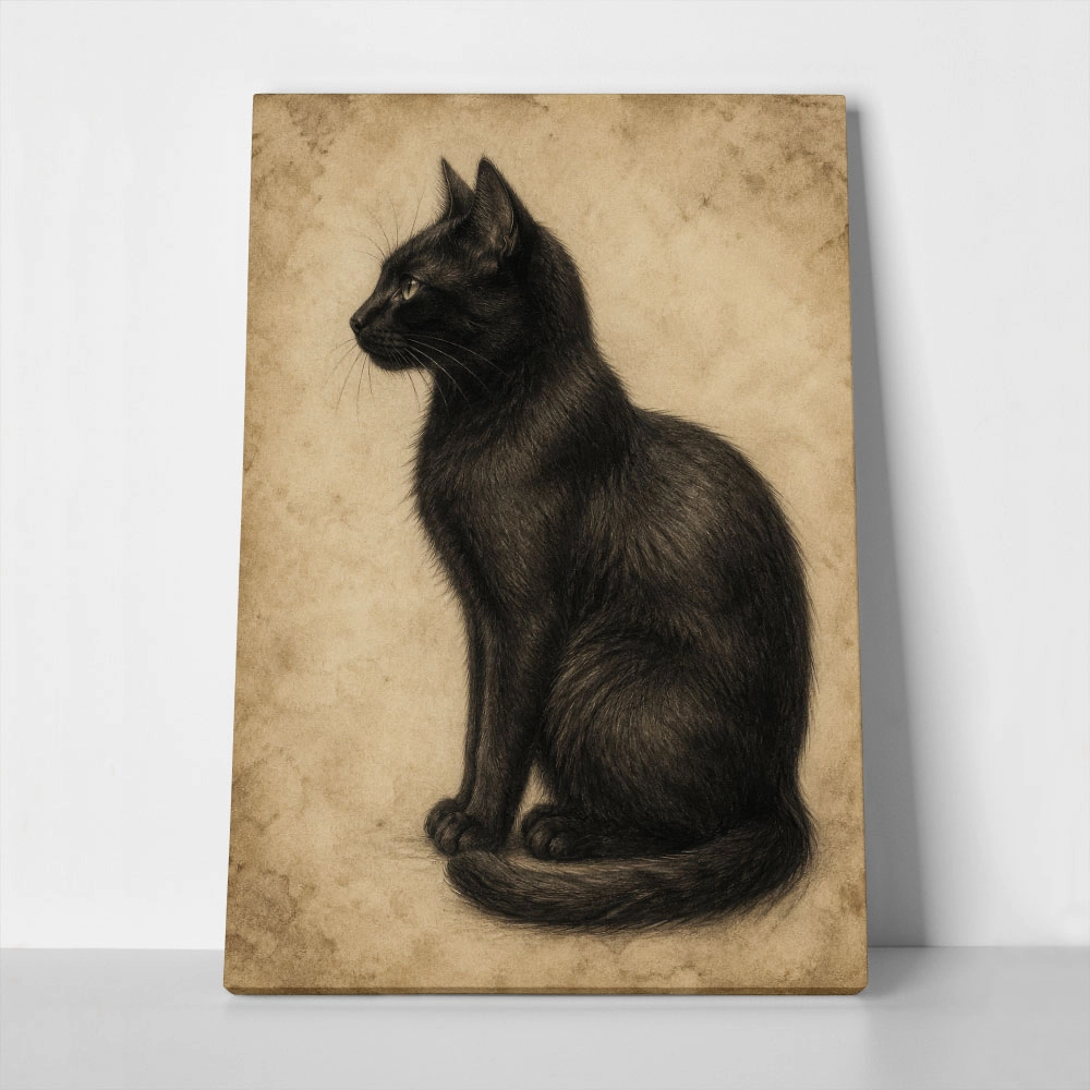 Πίνακας σε Καμβά VINTAGE DARK ACADEMIA CAT