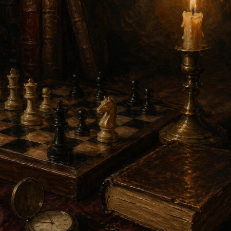 Πίνακας σε Καμβά VINTAGE DARK ACADEMIA CHESS -  Sticky 5