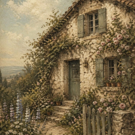 Πίνακας σε Καμβά VINTAGE DARK ACADEMIA COUNTRY HOUSE 2 - Vintage Sticky 5