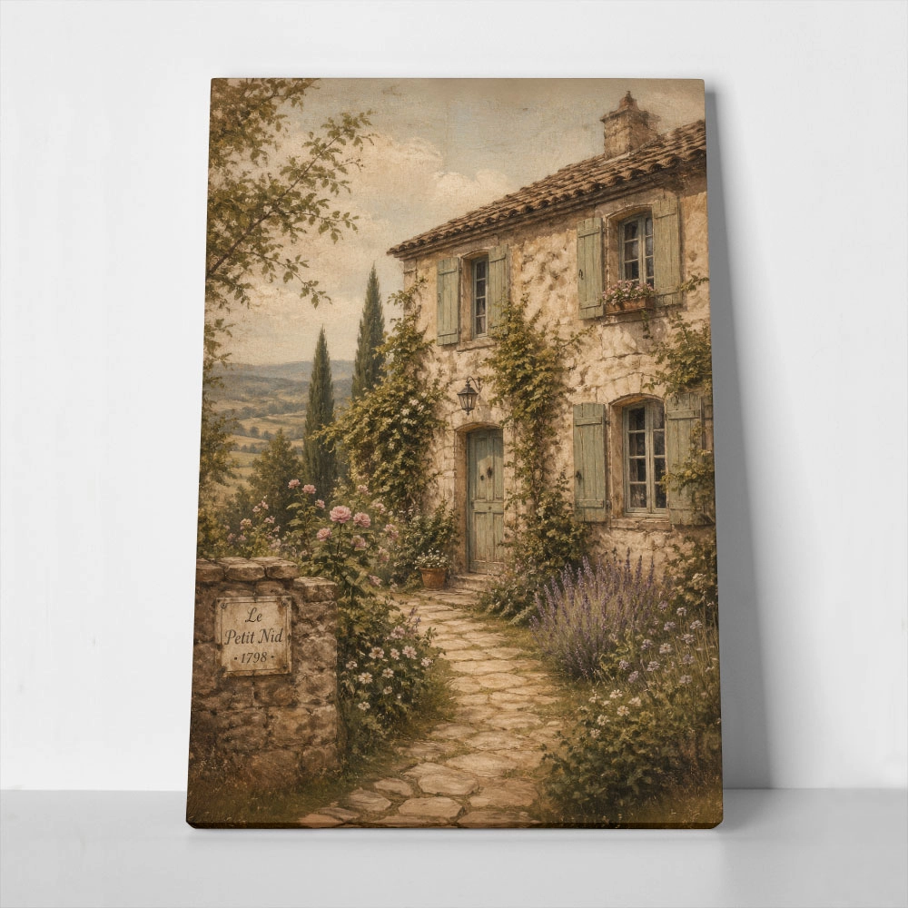 Πίνακας σε Καμβά VINTAGE DARK ACADEMIA COUNTRY HOUSE