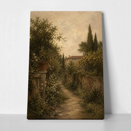 Πίνακας σε Καμβά VINTAGE DARK ACADEMIA COUNTRY PATH 2 - Vintage