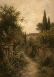 Πίνακας σε Καμβά VINTAGE DARK ACADEMIA COUNTRY PATH 2