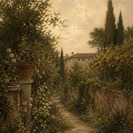 Πίνακας σε Καμβά VINTAGE DARK ACADEMIA COUNTRY PATH 2 - Vintage Sticky 5