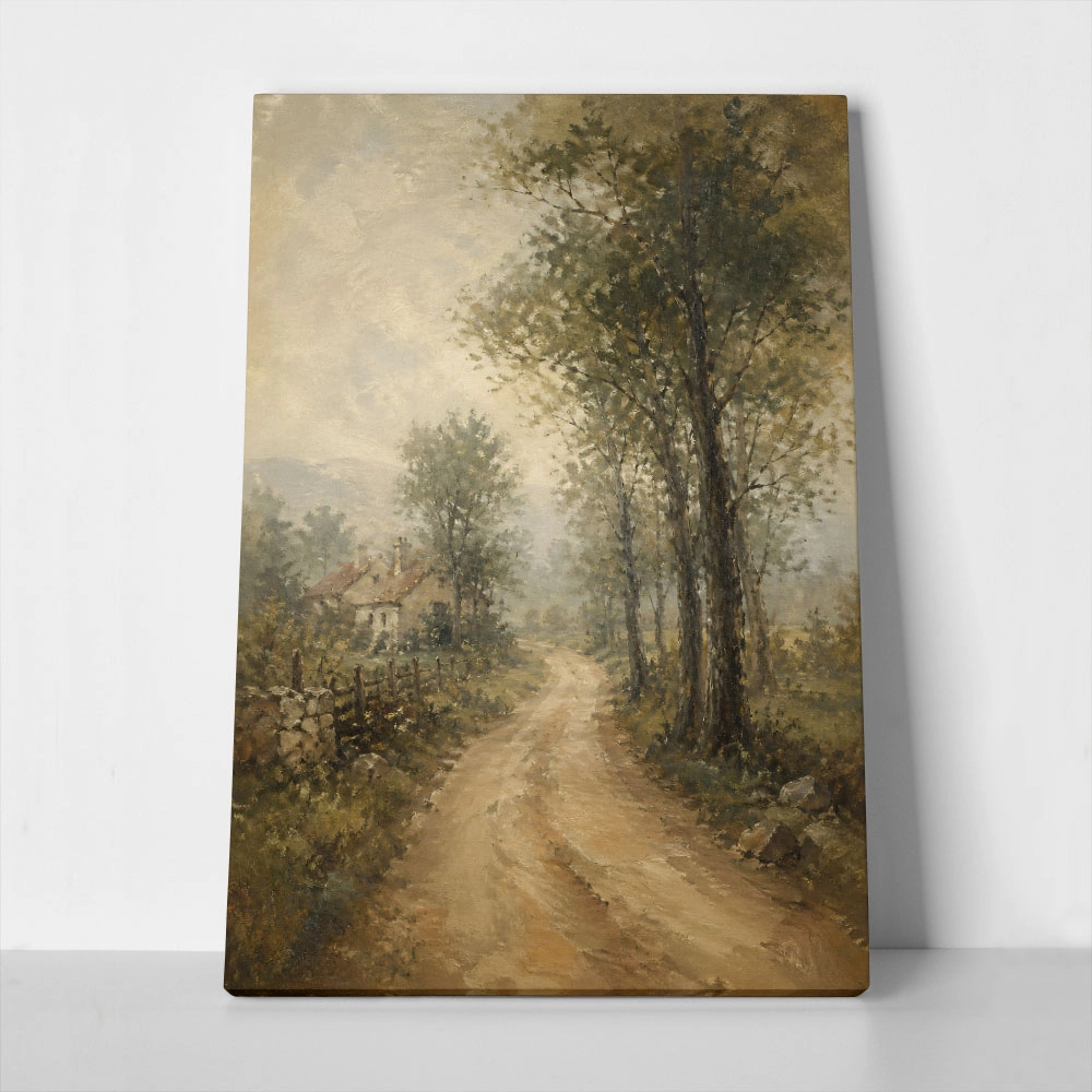 Πίνακας σε Καμβά VINTAGE DARK ACADEMIA COUNTRY PATH