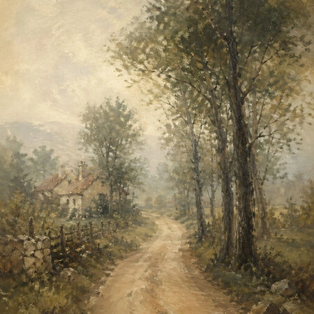 Πίνακας σε Καμβά VINTAGE DARK ACADEMIA COUNTRY PATH - Vintage Sticky 5