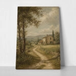 Πίνακας σε Καμβά VINTAGE DARK ACADEMIA COUNTRY ROAD 3