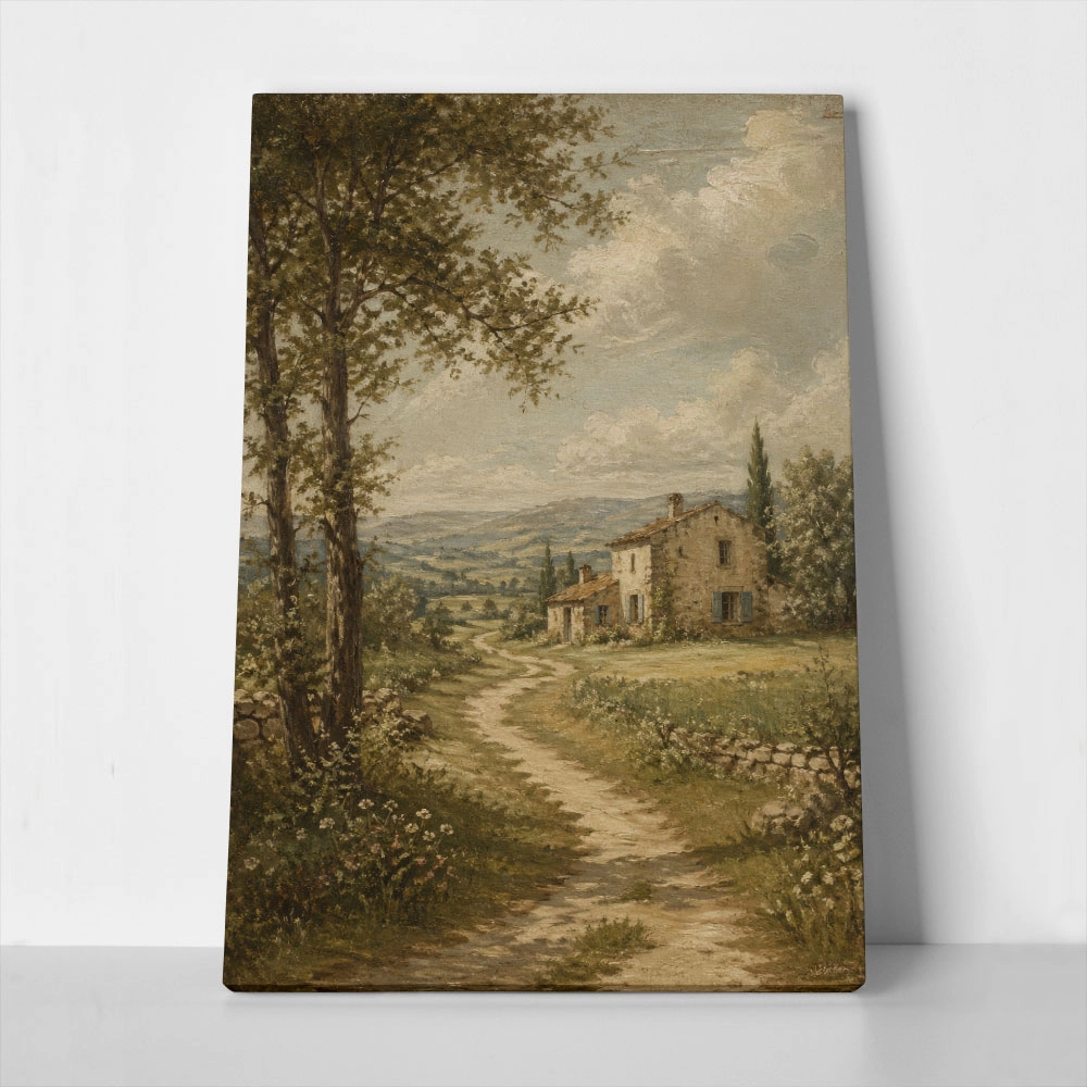 Πίνακας σε Καμβά VINTAGE DARK ACADEMIA COUNTRY ROAD 3