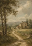 Πίνακας σε Καμβά VINTAGE DARK ACADEMIA COUNTRY ROAD 3