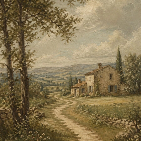 Πίνακας σε Καμβά VINTAGE DARK ACADEMIA COUNTRY ROAD 3 - Vintage Sticky 5