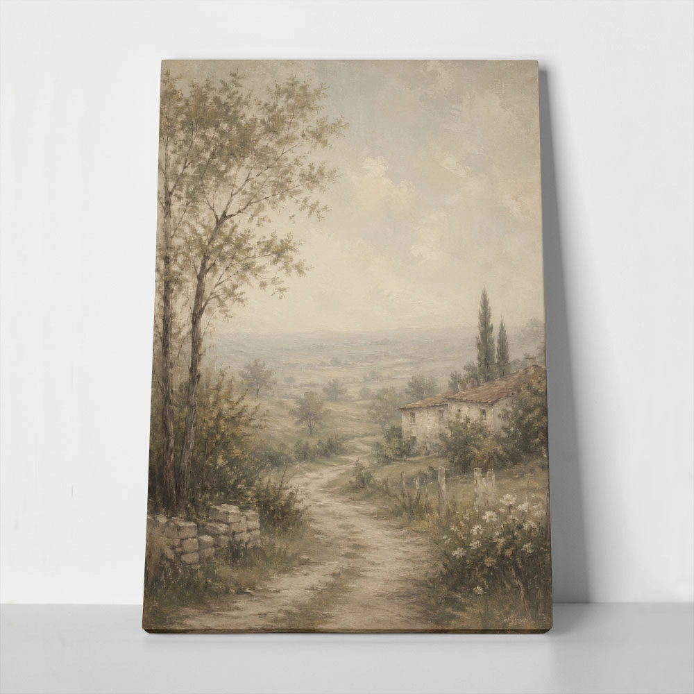 Πίνακας σε Καμβά VINTAGE DARK ACADEMIA COUNTRY ROAD