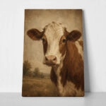 Πίνακας σε Καμβά VINTAGE DARK ACADEMIA COW 2