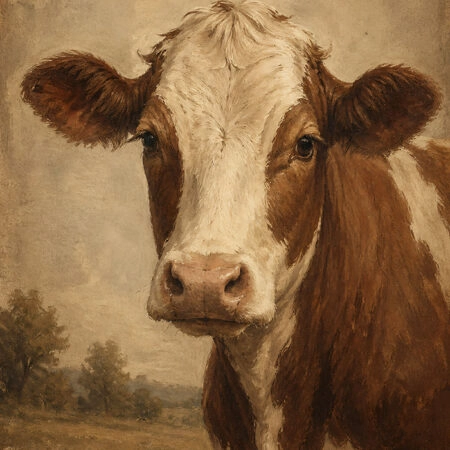 Πίνακας σε Καμβά VINTAGE DARK ACADEMIA COW 2 -  Sticky 5