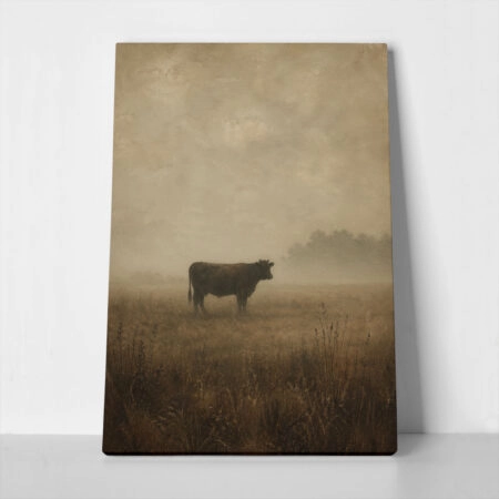 Πίνακας σε Καμβά VINTAGE DARK ACADEMIA COW - Vintage