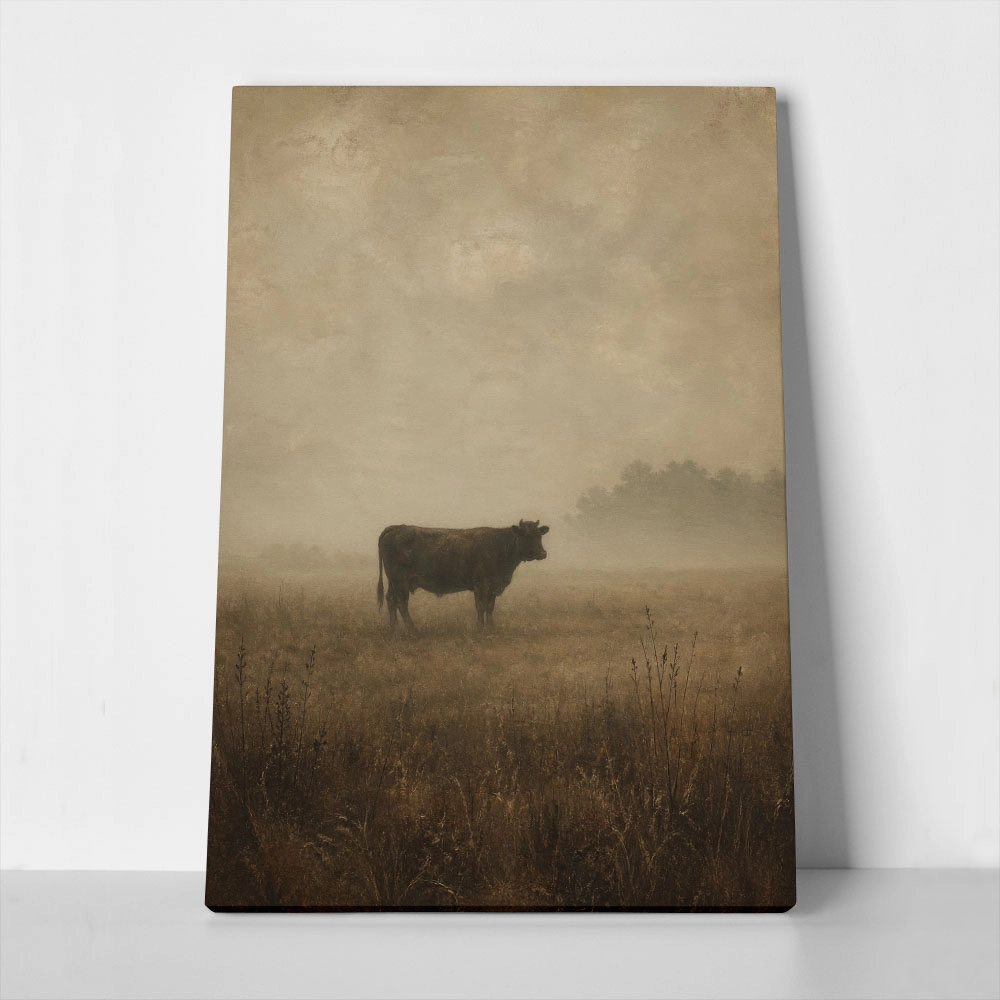 Πίνακας σε Καμβά VINTAGE DARK ACADEMIA COW