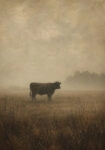 Πίνακας σε Καμβά VINTAGE DARK ACADEMIA COW