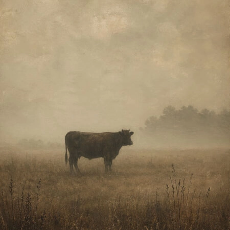 Πίνακας σε Καμβά VINTAGE DARK ACADEMIA COW - Vintage Sticky 5