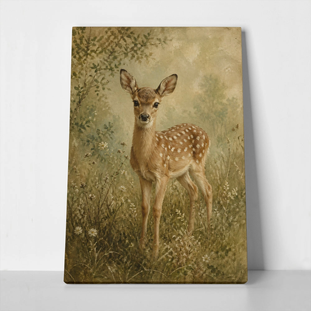 Πίνακας σε Καμβά VINTAGE DARK ACADEMIA DEER 2