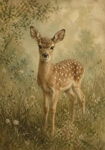 Πίνακας σε Καμβά VINTAGE DARK ACADEMIA DEER 2