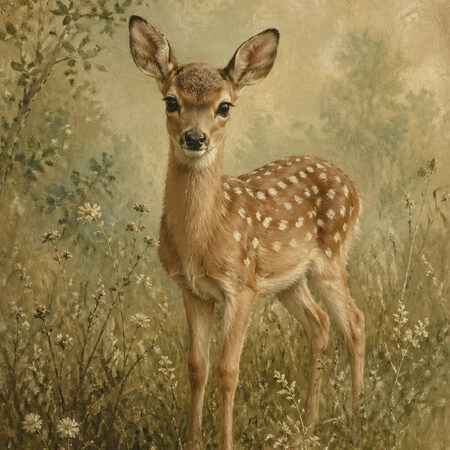 Πίνακας σε Καμβά VINTAGE DARK ACADEMIA DEER 2 - Vintage Sticky 5