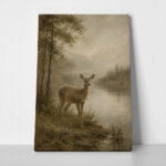 Πίνακας σε Καμβά VINTAGE DARK ACADEMIA DEER