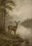 Πίνακας σε Καμβά VINTAGE DARK ACADEMIA DEER
